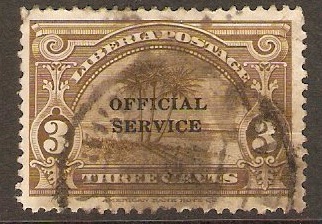 Liberia 1928 3c Brown - Official stamp. SGO520.