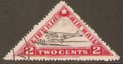 Liberia 1936 2c Black and red - Air Mail stamp. SG531.