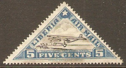 Liberia 1936 5c Black and blue - Air Mail stamp. SG534.