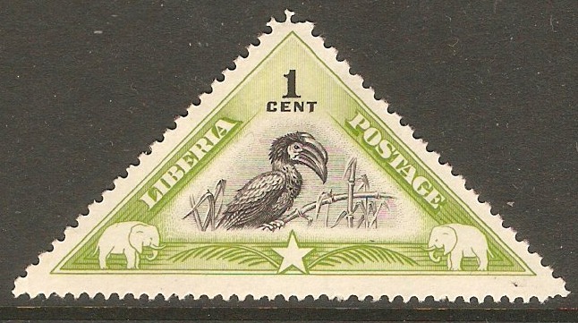 Liberia 1937 1c Black and white casqued hornbill. SG559.