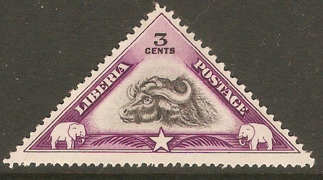 Liberia 1937 3c African Buffalo. SG561.