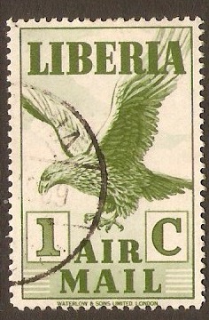Liberia 1936 1c Green - Air Mail stamp. SG565.