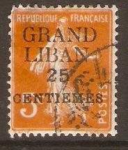 Lebanon 1924 25c on 5c Orange. SG2.
