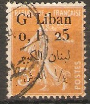 Lebanon 1924 0p.25 on 5c Orange. SG27.