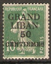 Lebanon 1924 50c on 10c Green. SG3.