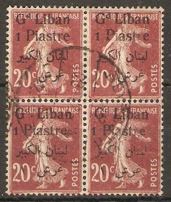 Lebanon 1924 1p on 20c Brown. SG30.