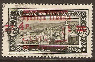 Lebanon 1928 4p on 0p.25 Black. SG148.