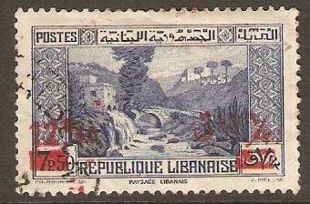 Lebanon 1938 12p.50 on 7p.50 Blue. SG246. - Click Image to Close