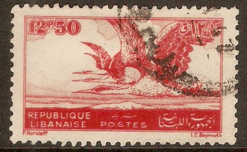 Lebanon 1946 12p.50 Red - Grey Herons series. SG320.