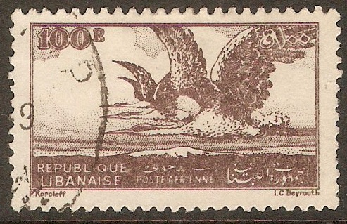 Lebanon 1946 100p Blue - Grey Herons series. SG324.