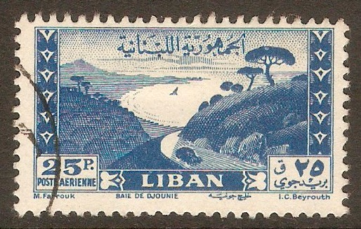 Lebanon 1947 25p Blue - Jounieh Bay series. SG346.