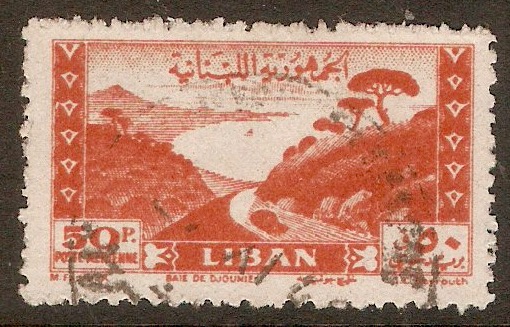 Lebanon 1947 50p Red - Jounieh Bay series. SG347.