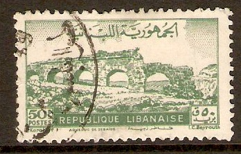 Lebanon 1948 50p Green - Zebaide Aqueduct series. SG372.