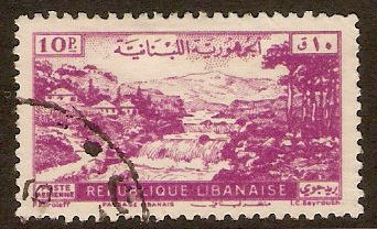 Lebanon 1948 10p Mauve - Landscape series. SG374.