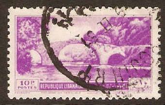Lebanon 1951 10p Purple - Nahr el-Kalb Bridge series. SG434.