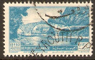 Lebanon 1951 12p.50 Purple - Nahr el-Kalb Bridge series. SG435.