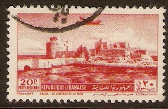 Lebanon 1951 20p Red - Sidon Castle Air series. SG440.