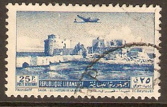 Lebanon 1951 25p Blue - Sidon Castle Air series. SG441.