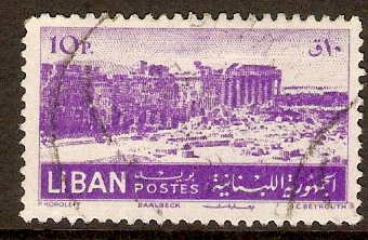Lebanon 1952 10p Violet - Baalbek series. SG449.
