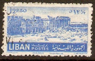 Lebanon 1952 12p.50 Blue - Baalbek series. SG450.