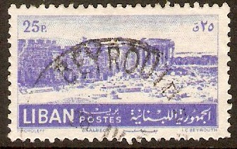 Lebanon 1952 25p Blue - Baalbek series. SG451.