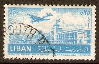 Lebanon 1952 25p Blue - Beirut Airport series. SG458.