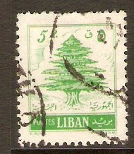 Lebanon 1953 5p Green - Cedar series. SG467.