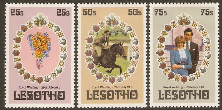 Lesotho 1981 Royal Wedding Stamps Set. SG451-SG453.