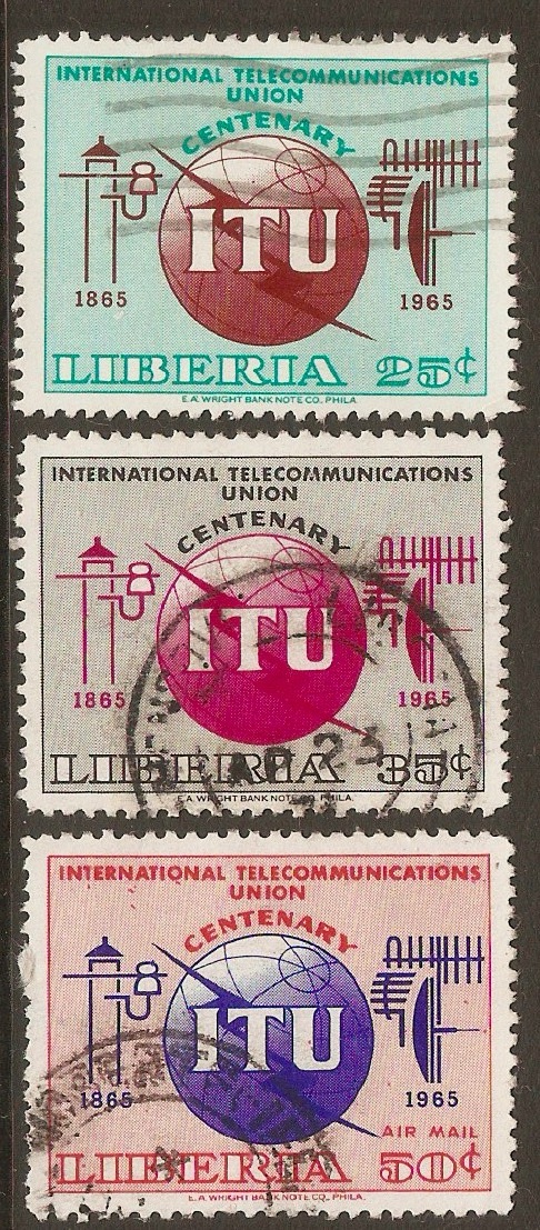 Liberia 1965 ITU Centenary Stamps. SG917-SG919.