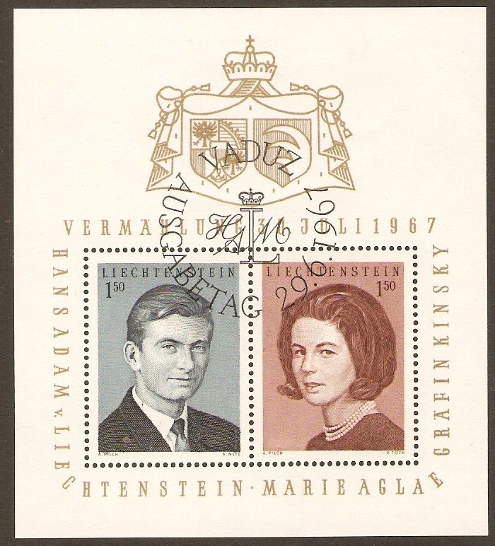 Liechtenstein 1967 Royal Wedding Sheet. SGMS471