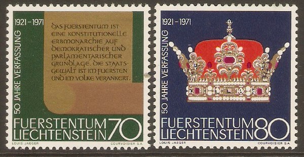 Liechtenstein 1971 Constitution Anniversary set. SG537-SG538.