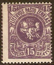 Lithuania 1919 15s Violet. SG51.