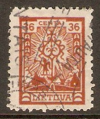 Lithuania 1923 36c Brown. SG206.