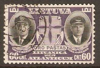 Lithuania 1934 60c Violet and black - Airmen series. SG391.