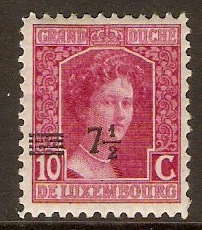 Luxembourg 1916 7 on 10c Claret. SG189.
