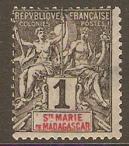 Ste. Marie de Madagascar 1894 1c Black on azure. SG1.
