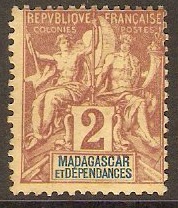 Madagascar 1896 2c Brown on buff. SG2.