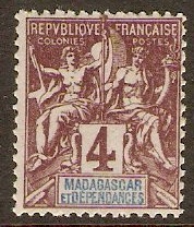 Madagascar 1896 4c Purple-brown on grey. SG3.