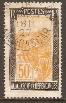 Madagascar 1922 50c Yellow and black. SG102.