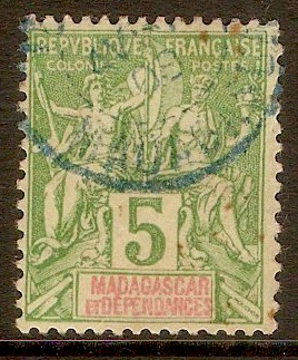 Madagascar 1900 5c Bright yellow-green. SG17.