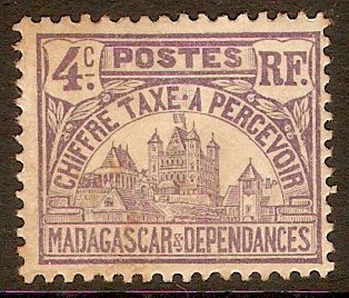 Madagascar 1908 4c Pale violet - Postage Due. SGD71. - Click Image to Close