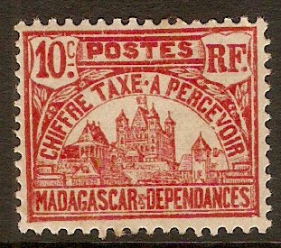 Madagascar 1908 10c Carmine - Postage Due. SGD73.