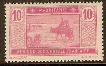 Mauritania 1922 10c Rose on azure. SG39.