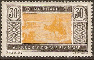 Mauritania 1922 30c Yellow and black. SG42.