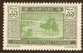 Mauritania 1922 35c Yellow-green and green. SG44.