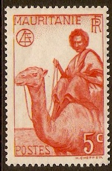 Mauritania 1938 5c Vermilion. SG80.