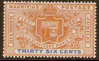 Mauritius 1898 36c Diamond Jubilee Stamp. SG133.