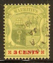 Mauritius 1900 3c Green and carmine on yellow. SG140.