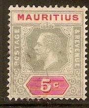 Mauritius 1913 5c Grey and carmine. SG196.