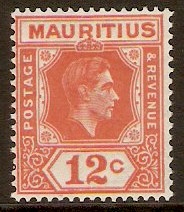 Mauritius 1938 12c Salmon. SG257a.